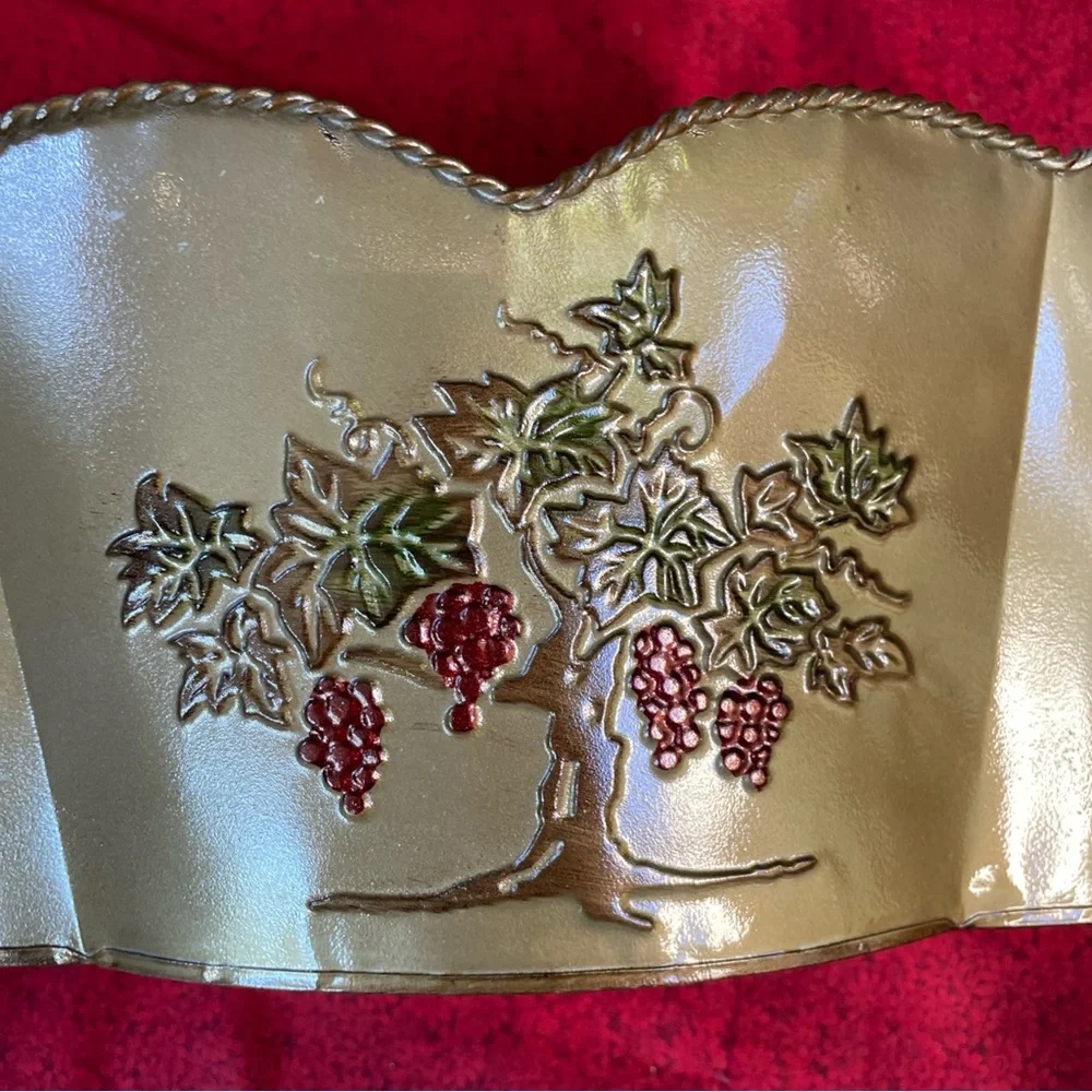 Gold Metal Planter with Grape Vine Design‎ 14x8x6.5”